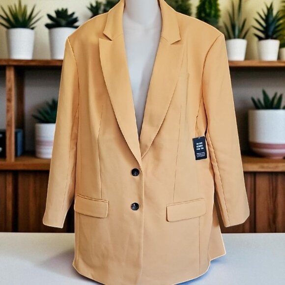 NWT EXRPESS Women's Orange Blazer 2 buttons 2 pockets - Picture 1 of 15